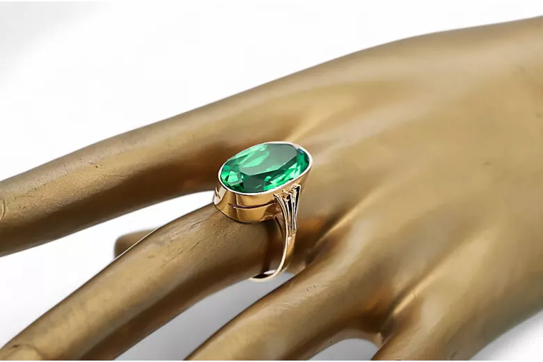 14K жълто злато Смарагд Пръстен Винтидж vrc113y